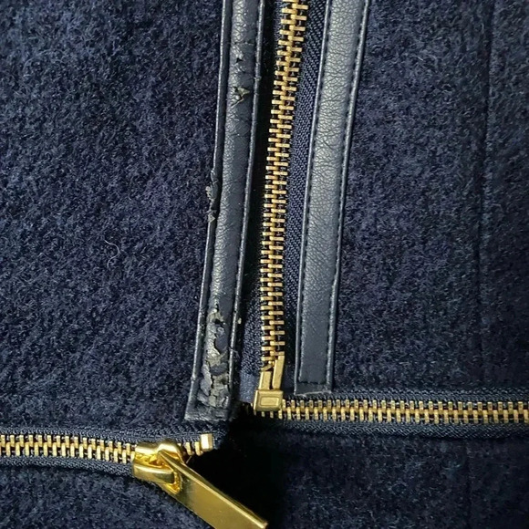 IMAN Women Platinum Rock The Runaway Transformer Wool Blend Navy Coat Size Small - Picture 12 of 15